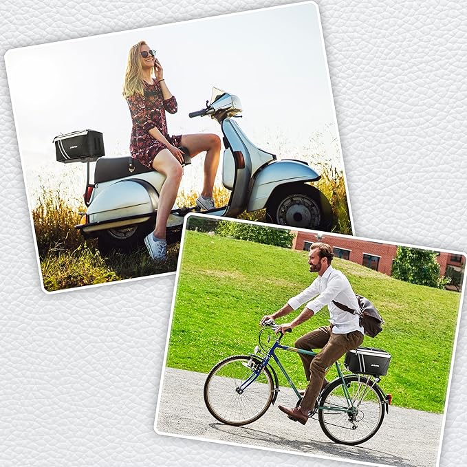 JXFUKAL Rear Bike Rack Bag with Rain Cover, 7L/9L/10L/12L Waterproof Bicycle Ebike Saddle Bag Cycling Pannier Trunk Carrier with Reflector & Adjustable Cord for Commuter Travel Outdoor-StrideForce Fitness