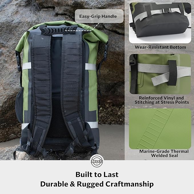 STOVER 5/10/25/30/40/55L Waterproof Backpack- Floating Dry Bag for Kayaking, Travel, Beach, Hiking, & Camping, Men/Women-StrideForce Fitness