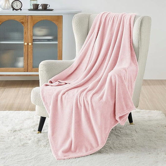 Bedsure Pink Fleece Blanket - 300GSM Soft Lightweight Plush Cozy Blankets for Bed, Sofa, Couch, Travel, Camping, 50x70 inches-StrideForce Fitness