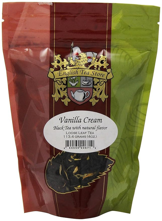 Vanilla Cream Naturally Flavored Black Loose Leaf Tea Pouches - 4oz Resealable Bag | Ceylon Black Tea Blend with Rich Vanilla and Smooth Cream Notes | Ethical Tea Partnership Sourced-StrideForce Fitness