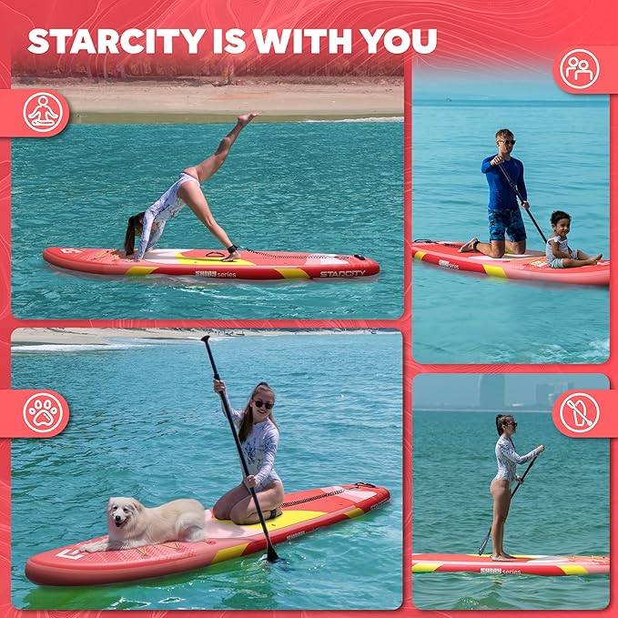 Starcity 11'*34"*6" Blow Up Paddle Board, Inflatable Paddle Board,Paddle Board,Spacious and Stable, Anti Slip and Easy to Operate, Large Size Suitable for Single Person/Family/Pet Use.-StrideForce Fitness