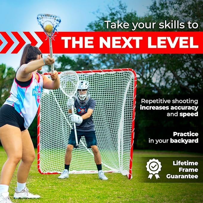 Velocity - Lacrosse Goal - Portable Steel Frame with Black Net, Perfect for Youth and Adult Training, Backyard Design-StrideForce Fitness