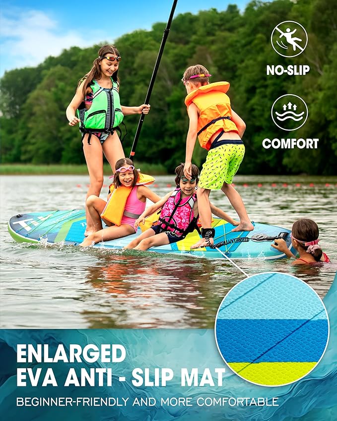 Inflatable Stand Up Paddle Board for Adults with Seam Welded Technology, 10'6''x33''x6'', Durable SUP with Dual-Blade Paddle and Complete Accessories, 390 lbs Capacity, Beginner-Friendly-StrideForce Fitness