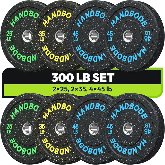 2-Inch Bumper Plates High Bounce, Olympic Weight Plate Set 45/100/160/190/260/300lb, Barbell Weight Plates Set for Home Gym, Colored Weights Rubber Strength Training Plate for Weight Lifting-StrideForce Fitness