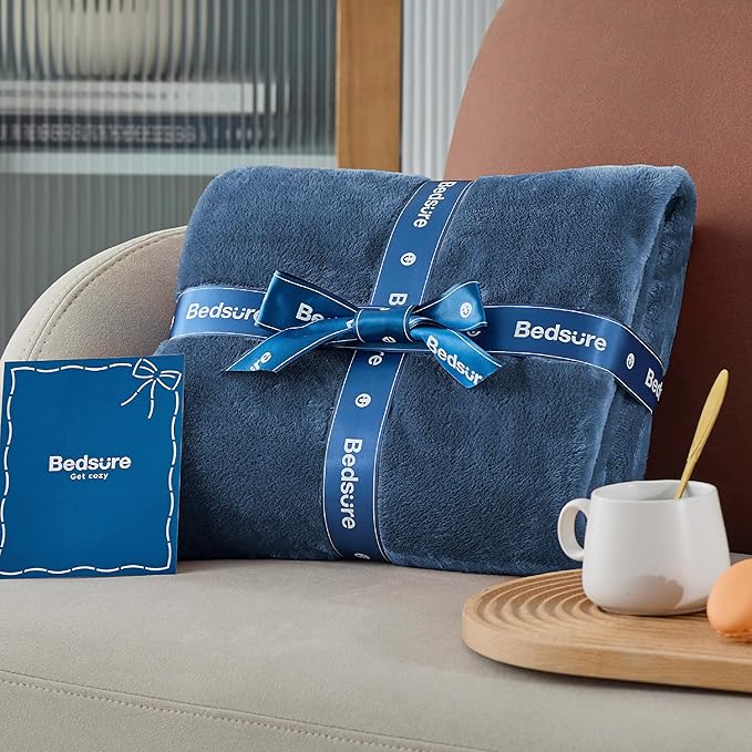 Bedsure Fleece Throw Blanket Mineral Blue - 300GSM Blankets for Couch, Sofa, Bed, Soft Lightweight Plush Cozy Throws for Toddlers, 50x60 inches-StrideForce Fitness