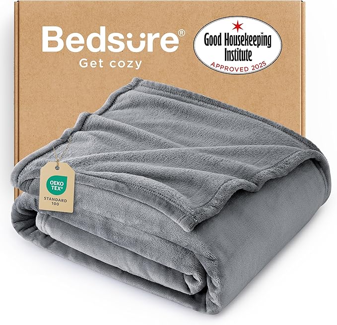 Bedsure Fleece Throw Blanket for Couch Grey - Lightweight Plush Fuzzy Cozy Soft Blankets and Throws for Sofa, 50x60 inches-StrideForce Fitness