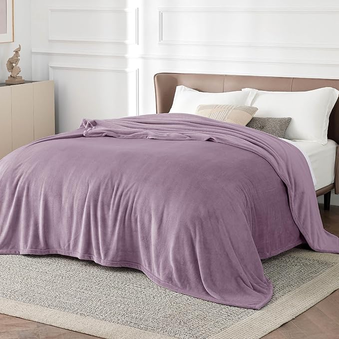 Bedsure Fleece King Size Blankets for Bed Fog Purple - Soft Lightweight Plush Cozy Fuzzy Luxury Microfiber, 108x90 inches-StrideForce Fitness
