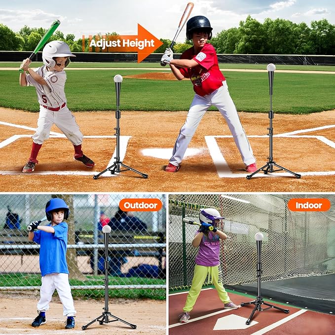 2025 New Upgrade Portable Batting Tee for Baseball/Softball,23.23 to 40.16 Inch Baseball Tee for Kids,Batting Tee,Softball Tee,Youth Hitting Tee,Teeball Tee,Travel Tee,Easy Adjustable Height-StrideForce Fitness