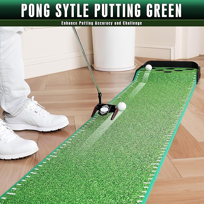 CHAMPKEY Golf Putting Green Indoor - Advanced Guides Golf Putting Mat - Enhance Putting Accuracy and Challenge-StrideForce Fitness