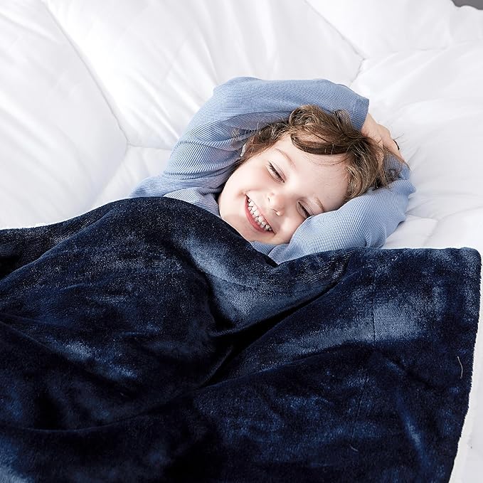 Bedsure Bedding Fleece Blanket for Girls and Boys - Soft Cozy Cute Small Throw Blankets for Travel, 43x55 Inches, Navy-StrideForce Fitness