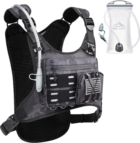 Running Vest with 2L Water Bladder, USA Original Patent, Lightweight Adjustable Chest Pack with Gear Holder, Reflective Running Hydration Vest for Women Men for Marathon-StrideForce Fitness