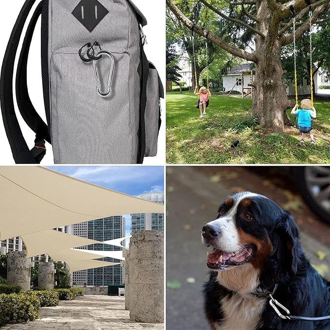 Spring Snap Hooks M5 M6 M8 M10 Carabiner Heavy Duty Carabiner Clips Galvanized Steel Quick Links Caribiniers Hammocks Hooks for Camping Hiking Outdoor Swing Pet Leash Gym-StrideForce Fitness