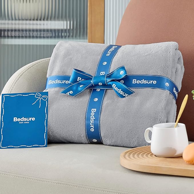 Bedsure Fleece Throw Blanket - Light Grey Lightweight Blankets for Sofa, Couch, Bed, Camping, Travel - Super Soft Cozy Microfiber Throws, 50x60 inches-StrideForce Fitness