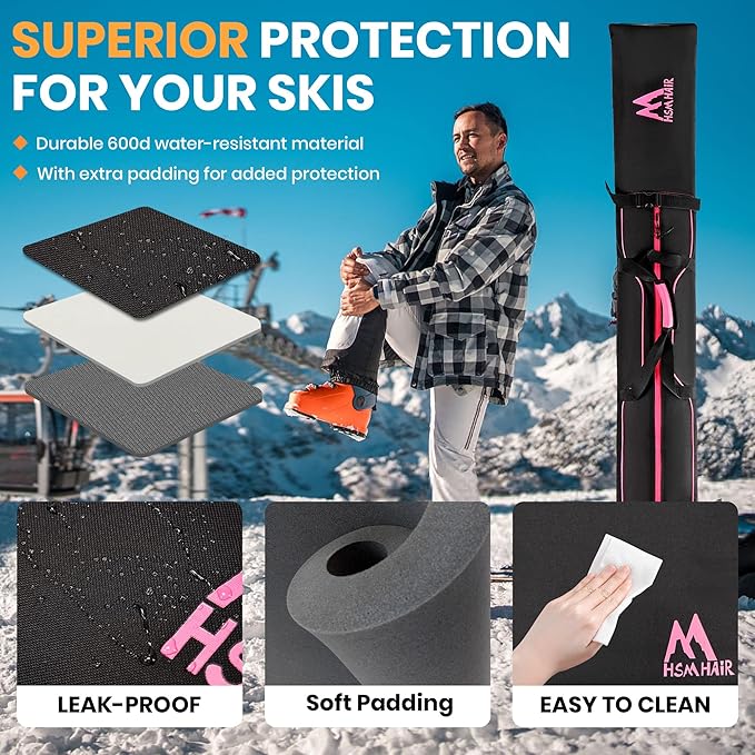 Ski Bag and Boot Bag Combo,Padded Ski Bag Set for Air Travel,Snow Ski Bags for Adults,Water- resistant Ski Boot Bag Fits for Skis Up to 200 CM and Boots Up To Size US13-StrideForce Fitness