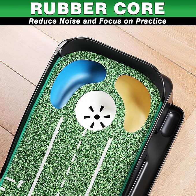CHAMPKEY Professional Hazard Golf Putting Green Come with Golf Putting Gates and Putting Mirror - Progressive Slope Tech and Noise Reduction Tech Golf Putting Mat-StrideForce Fitness
