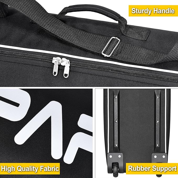 Partage Ski Bag - Ski Bag with Wheels Waterproof Ski Travel Bag Ski Boot Bag 600D Heavy Duty Oxford Fabric - Adjustable Length Up to 200cm Easy to Store and Transport Suitable for Men Women-StrideForce Fitness