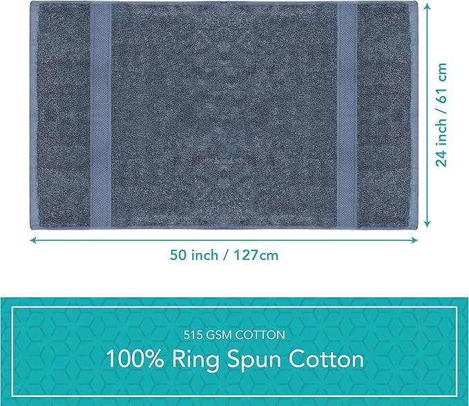 Pleasant Home Bath Towels Set of 6 (24” x 50”) 100% Cotton, 515 GSM | Lightweight, Soft & Absorbent Luxury Towels for Bathroom | for Gym, Pool & Spa | 6 Pack, Navy-StrideForce Fitness