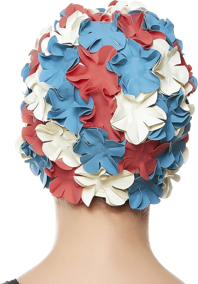 BEEMO Floral Petal Ladies Bathing Swim Cap Women Retro Swim Hat Long/Short Hair-StrideForce Fitness