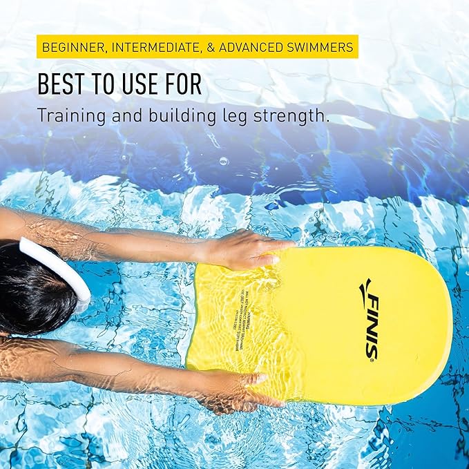 FINIS Foam Kickboard for Swim Training - Builds Leg Strength - Soft EVA Foam - Comfortable Grip - Yellow-StrideForce Fitness