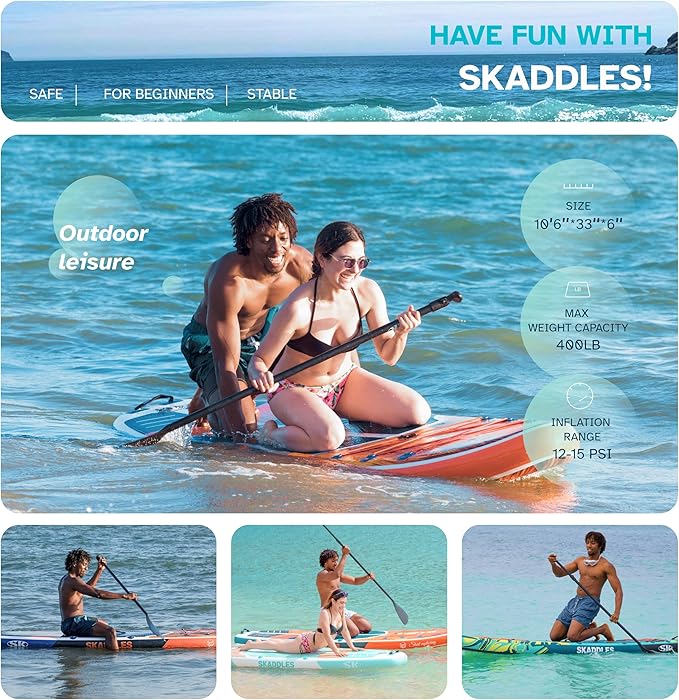 10’6’’ Portable Inflatable Stand Up Paddle Board (SUP) for Adults and Youth with Non-Slip Deck – Complete Accessories Kit, Perfect for Fishing, Yoga, Fitness & Family Fun-StrideForce Fitness