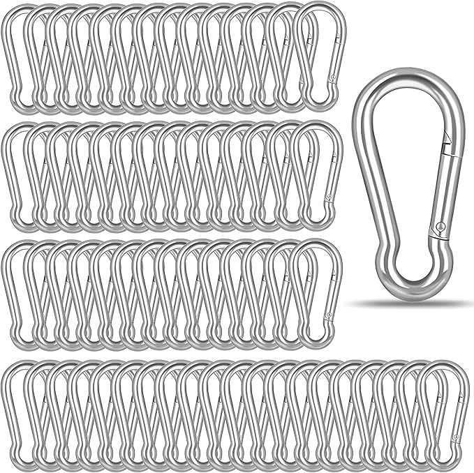 M5 Spring Snap Hook Carabiners, Carabiner Clip, Heavy Duty Galvanized Steel Spring Clip, Quick Link Key Chain for Swing Hammock Gym Outdoor, Holding Capacity-StrideForce Fitness