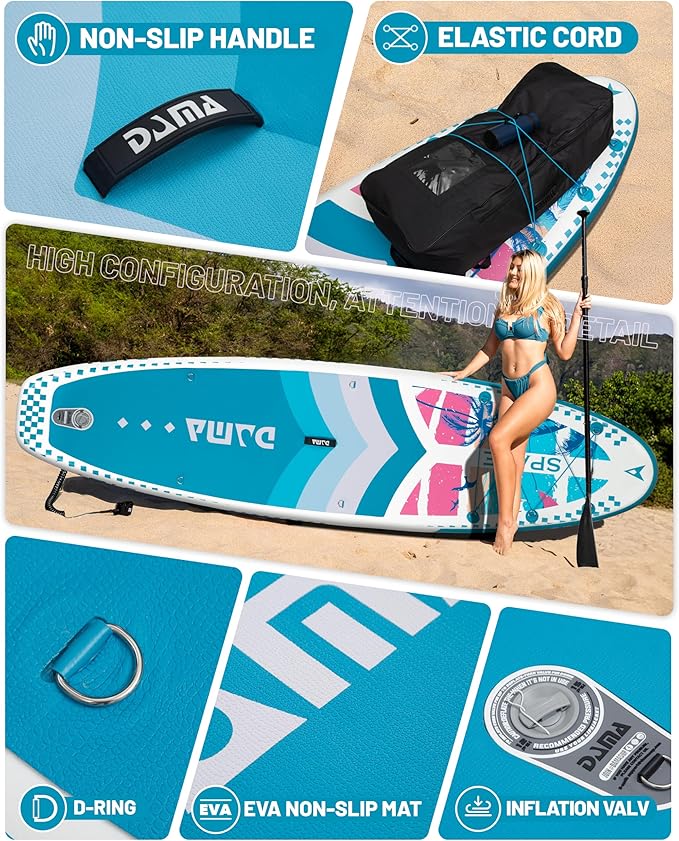 DAMA 11'*34"*6" Inflatable Paddle Board, Paddle Boards for Adults,Sup,Lightweight and Durable, Easy to Inflate, Versatile in Style, Fully Functional, Equipped w/High Grade Accessories.-StrideForce Fitness