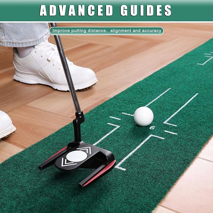 CHAMPKEY Golf Putting Green Indoor - Advanced Guides Golf Putting Mat - Enhance Putting Accuracy and Challenge-StrideForce Fitness