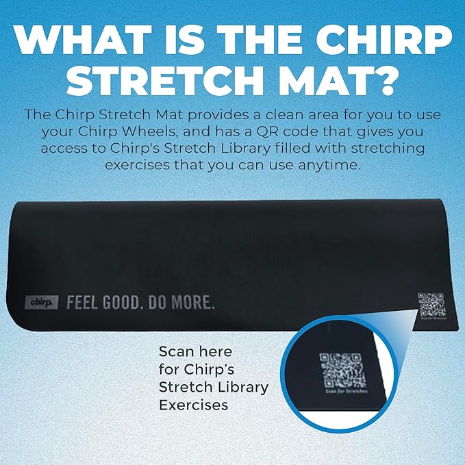 Ultimate Home Fitness Storage Solution: Chirp Wheel Rack & Stretch Mat Combo - Secure Storage for Chirp Muscle Rollers and Non-Slip Exercise Mat for Yoga, Pilates, and Weight Training - Black