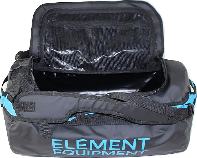 Element Equipment Trailhead Duffel Bag Shoulder Straps Waterproof Black/Blue Medium-StrideForce Fitness