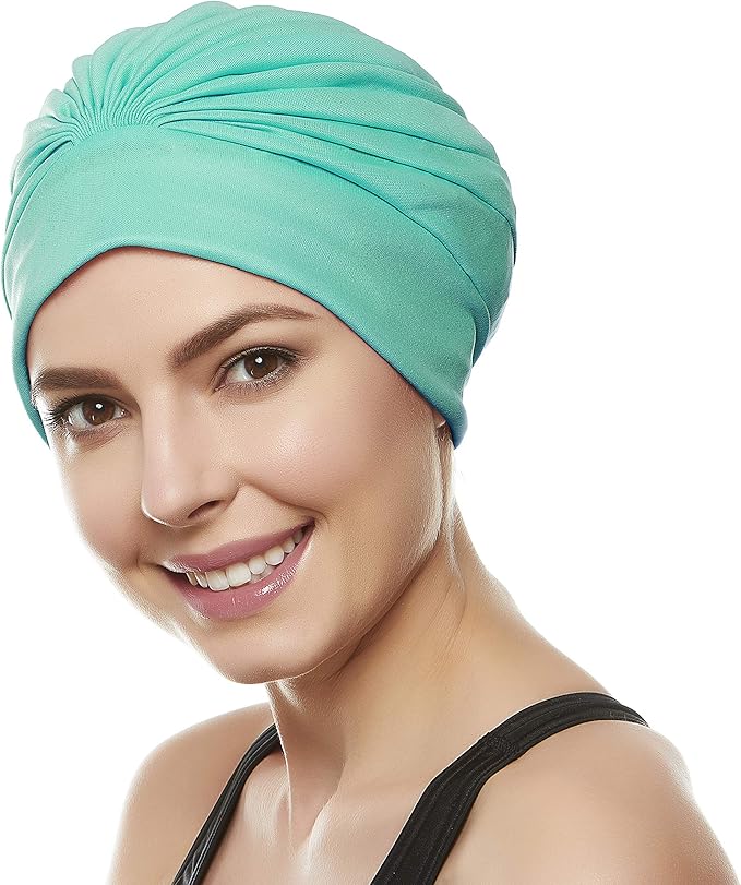 BEEMO Swim Caps for Women Swimming Turban Polyester Latex Lined Pleated for Ladies-StrideForce Fitness