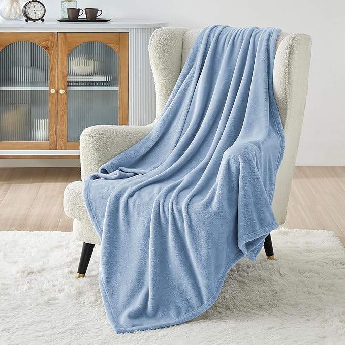 Bedsure Fleece Throw Blanket for Couch Light Blue - Lightweight Plush Fuzzy Cozy Soft Blankets and Throws for Sofa, 50x60 inches-StrideForce Fitness