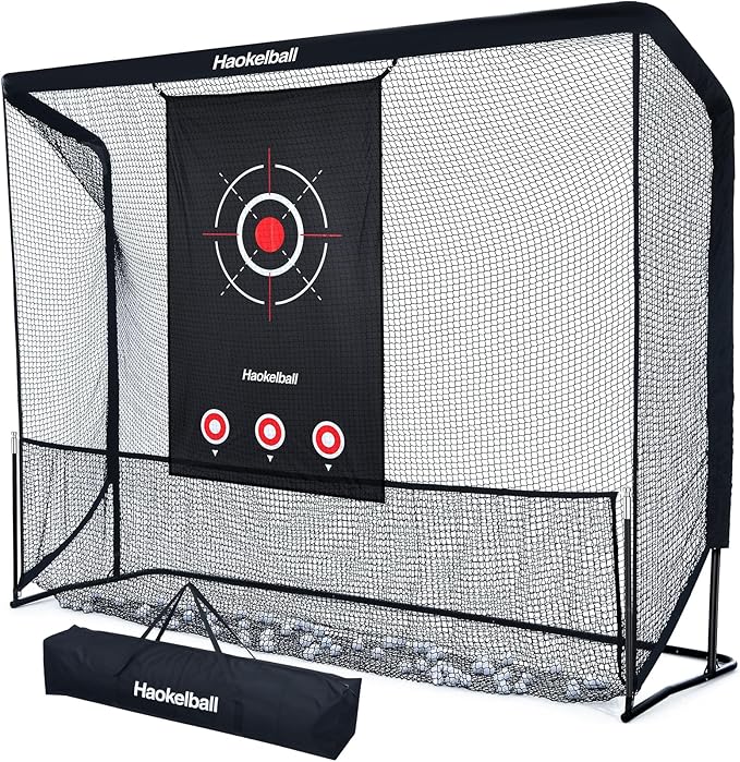 Haokelball Golf Practice Net - 10x7.5ft Hitting Net with Target Cloth for Indoor or Outdoor Use, Heavy Duty with Carry Bag-StrideForce Fitness