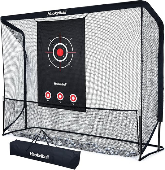 Haokelball Golf Practice Net - 10x7.5ft Hitting Net with Target Cloth for Indoor or Outdoor Use, Heavy Duty with Carry Bag-StrideForce Fitness