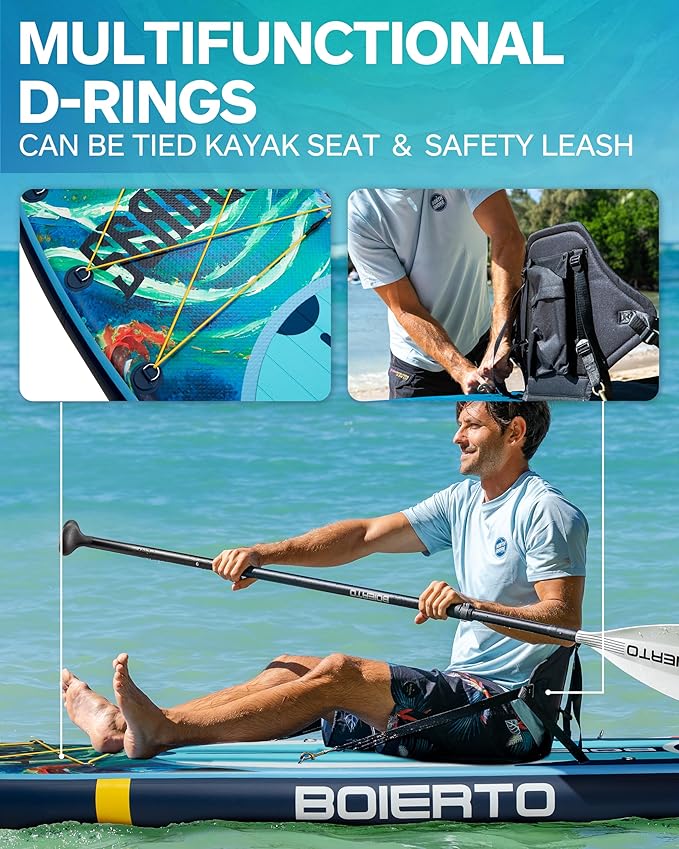 Inflatable Stand Up Paddle Board 10'8“*34"/11'*33" Extra Wide Paddle Boards for Adults, SUP with Premium Accessories & Nylon Backpack, Adjustable Paddle, Hand Pump, Bottom Fin, Leash-StrideForce Fitness