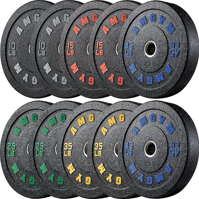 2 Inch Bumper Plates，10-500lbs，Barbell Rubber Olympic Weight Plates Set for Home Gym, Strength Training & Weight Lifting, Multiple Options Colors-StrideForce Fitness