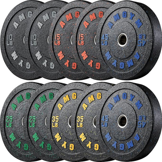 2 Inch Bumper Plates，10-500lbs，Barbell Rubber Olympic Weight Plates Set for Home Gym, Strength Training & Weight Lifting, Multiple Options Colors-StrideForce Fitness