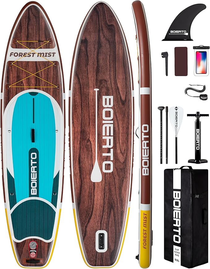 Inflatable Stand Up Paddle Board 10'8“*34"/11'*33" Extra Wide Paddle Boards for Adults, SUP with Premium Accessories & Nylon Backpack, Adjustable Paddle, Hand Pump, Bottom Fin, Leash-StrideForce Fitness