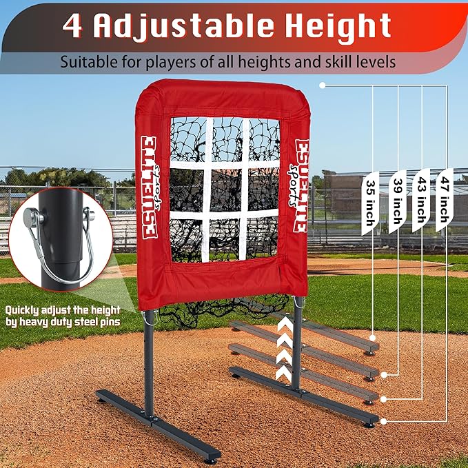 9 Hole Pitching Net with Strike Zone, Baseball Pitching Target, Softball Pitching Net, Portable Pitcher Training Equipment Height Adjustable-StrideForce Fitness