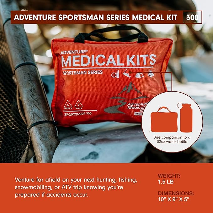 Adventure Medical Kits Sportsman Series Medical Kit - 300 - First Aid Kit for Camping, Hiking, Hunting & More - For 6 People for 7 Days - Includes Bandages, Medicine, Guide Book & More-StrideForce Fitness