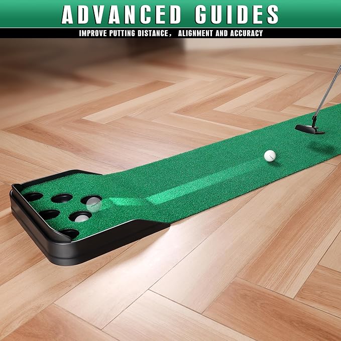 CHAMPKEY Golf Putting Green Indoor - Advanced Guides Golf Putting Mat - Enhance Putting Accuracy and Challenge-StrideForce Fitness