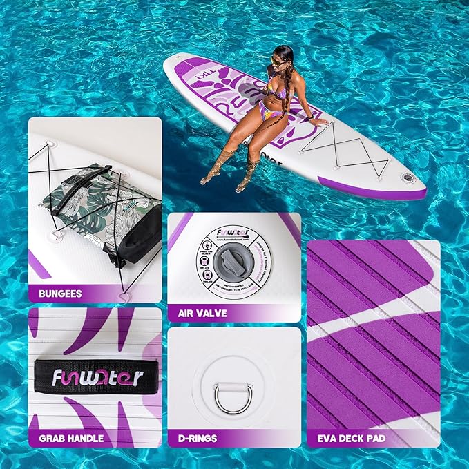 FunWater Inflatable Ultra-Light Stand Up Paddle Board for All Skill Levels with Premium SUP Paddleboard Accessories,Non-Slip Comfort Deck for Youth & Adults-StrideForce Fitness