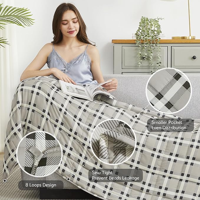 L'AGRATY Weighted Blanket - 60"x80" 25lbs Cooling Breathable Heavy Blanket Microfiber Material with Glass Beads for Adult All-Season Summer Fall Winter Soft Thick Comfort-StrideForce Fitness