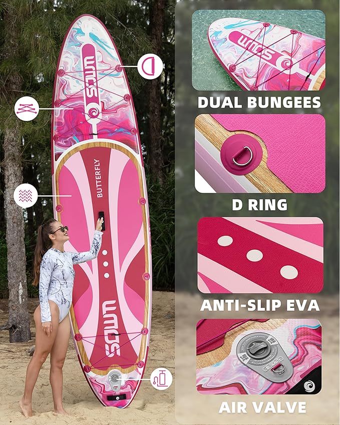 Inflatable Paddle Boards 11'x33'', Stand Up SUP Paddle Board Inflatable for Adults Youth, Extre Wide & Non-Slip Sup of All Skill Levels-StrideForce Fitness