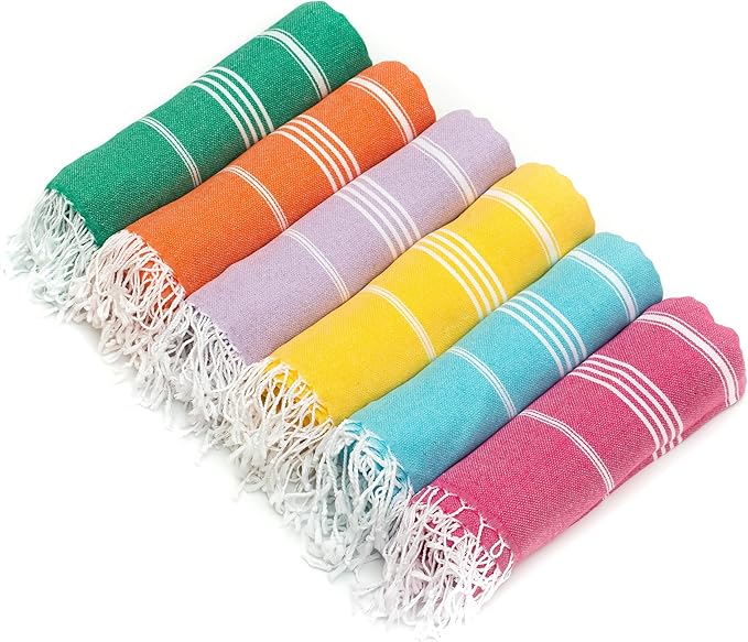 HAVLULAND Turkish Beach Towel Pack of 6 – 100% Cotton Beach Towels Bulk 72 x 40'' – Oversized, Quick Dry & Sand Free Beach Towel – Lightweight Turkish Bath Towels Set-StrideForce Fitness