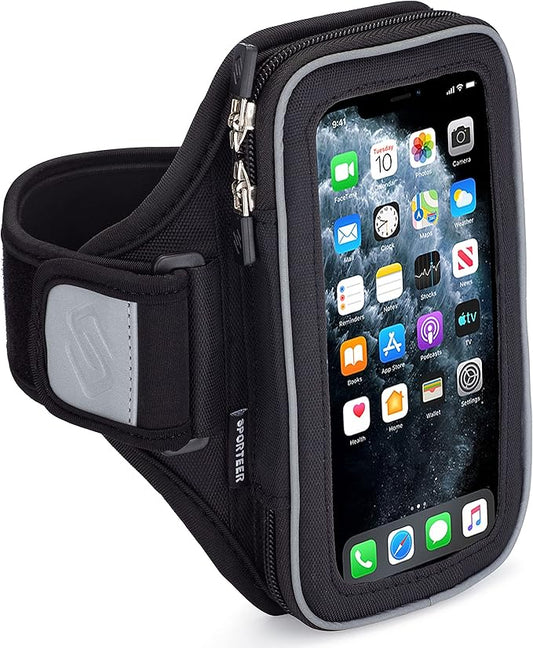 Sporteer Entropy E8 Running Armband - Compatible with iPhone 16 Pro Max, 16 Plus, 15/14 Pro Max, 16/15/14 Pro, iPhone 16/15/14, Galaxy S25+, S24+, S23+, Pixel, & Many More Mobile Phones - FITS Cases-StrideForce Fitness