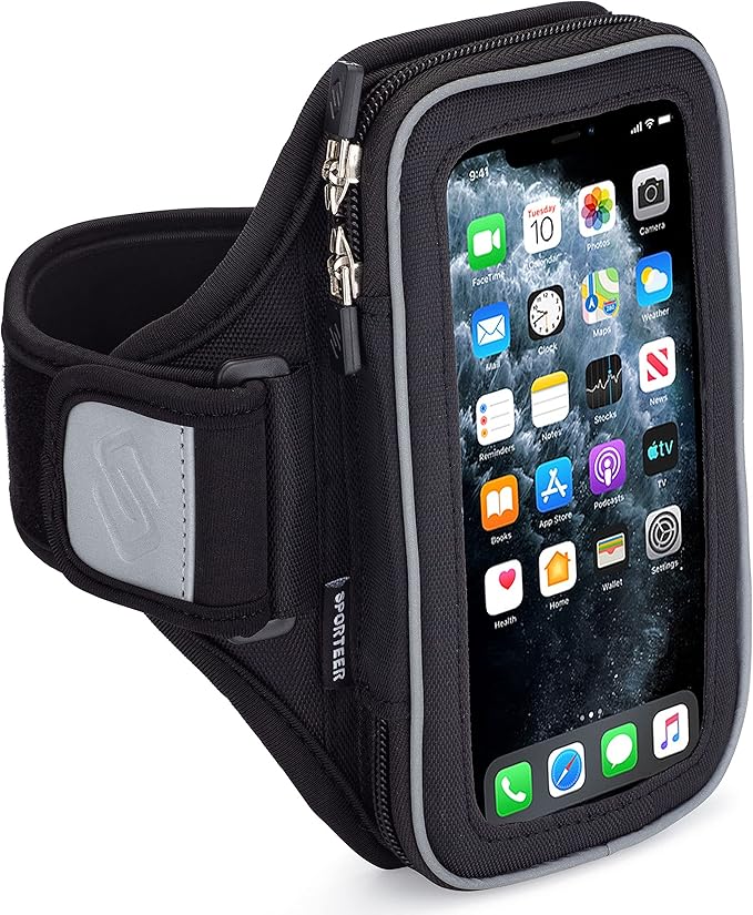 Sporteer Entropy E8 Running Armband - Compatible with iPhone 16 Pro Max, 16 Plus, 15/14 Pro Max, 16/15/14 Pro, iPhone 16/15/14, Galaxy S25+, S24+, S23+, Pixel, & Many More Mobile Phones - FITS Cases-StrideForce Fitness