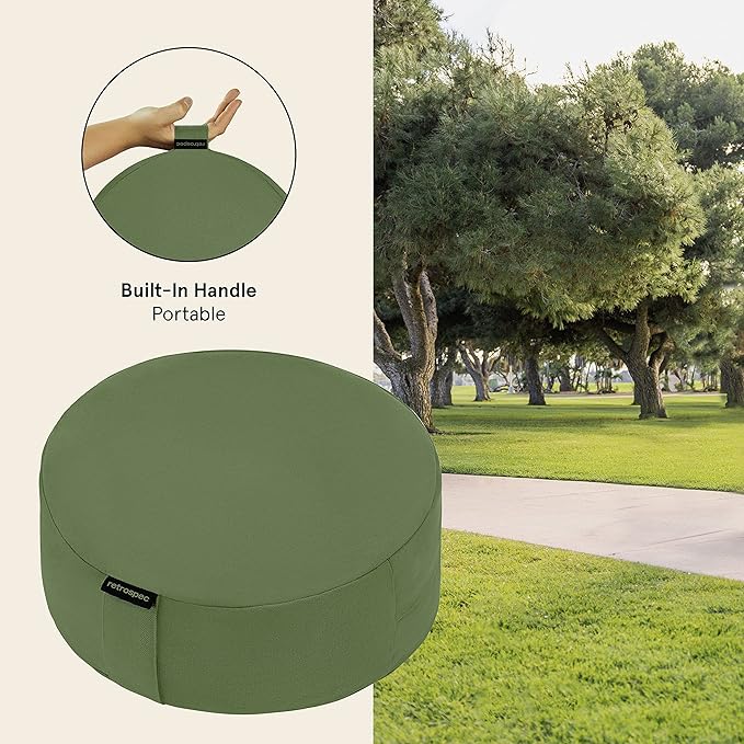 Retrospec Sedona Zafu Meditation Cushion Filled w/Buckwheat Hulls - Yoga Pillow for Meditation Practices - Machine Washable 100% Cotton Cover & Durable Carry Handle, Round-StrideForce Fitness