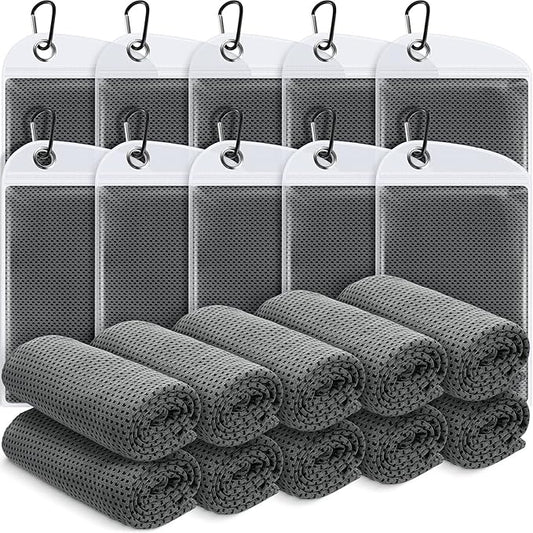 20 Pcs Cooling Towel 40" x 12" Ice Towel for Neck and Face Microfiber Chilly with Bag Breathable Yoga Gym Stay Cool Towels Sweat Rag for Workout Running Camping Pilates Beach Accessories (Dark Gray)-StrideForce Fitness