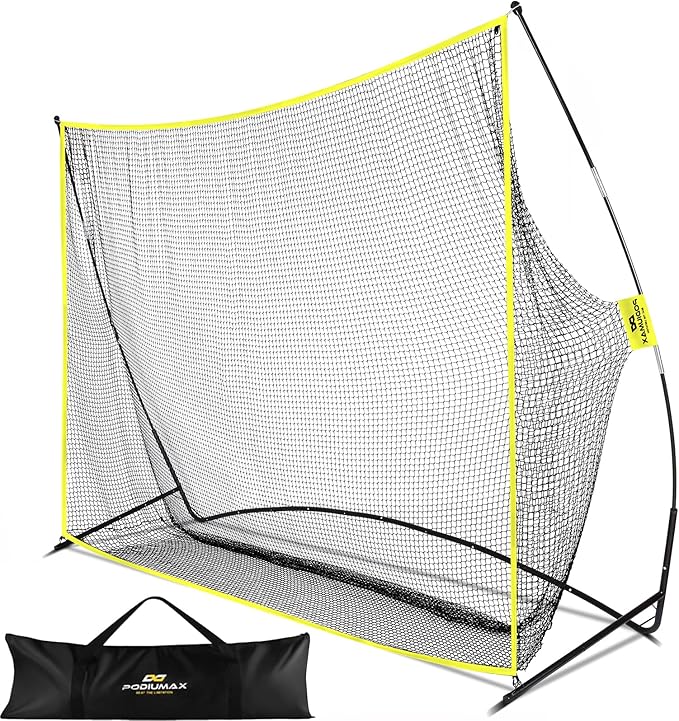 PodiuMax Golf Net, 10x7ft Golf Practice Net with Noise Reduce Silk Target Driving Real Balls, Hitting Nets for Backyard Garage, Improve Chipping Putting Pitching, Gift for Men & Golfers-StrideForce Fitness