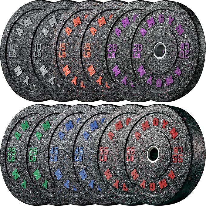 2 Inch Bumper Plates，10-500lbs，Barbell Rubber Olympic Weight Plates Set for Home Gym, Strength Training & Weight Lifting, Multiple Options Colors-StrideForce Fitness